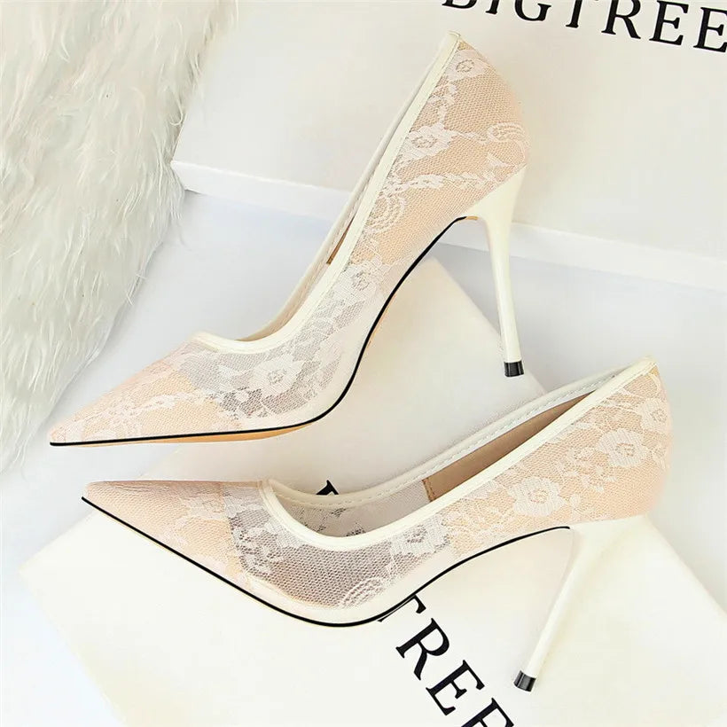 Making Power Moves! Flower Lace Mesh heels
