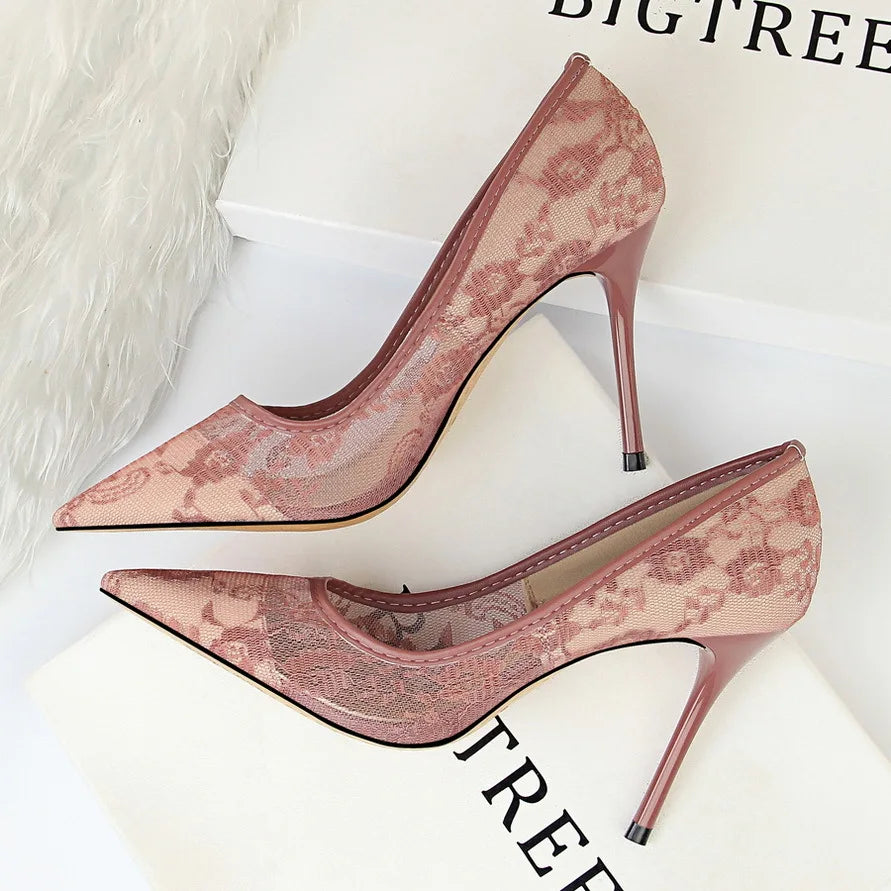 Making Power Moves! Flower Lace Mesh heels
