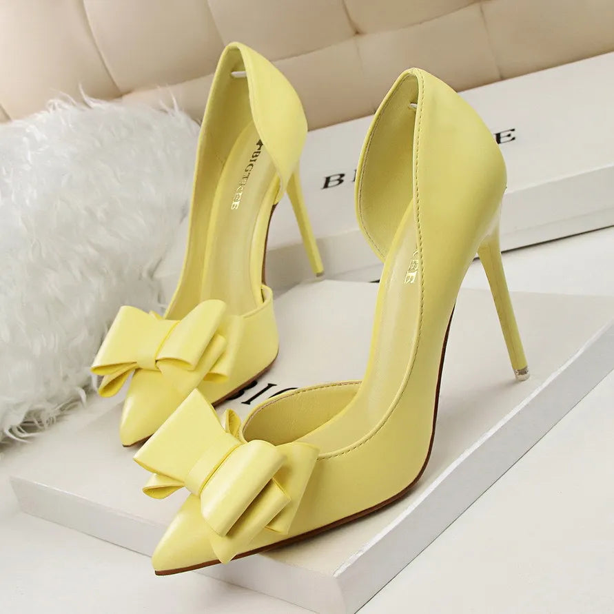 "6 Inch!"  Solid Color Bowknot High Heels