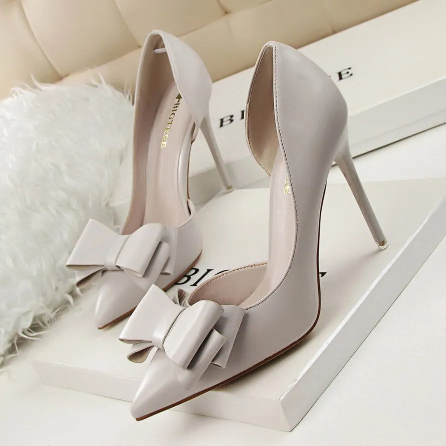 "6 Inch!"  Solid Color Bowknot High Heels