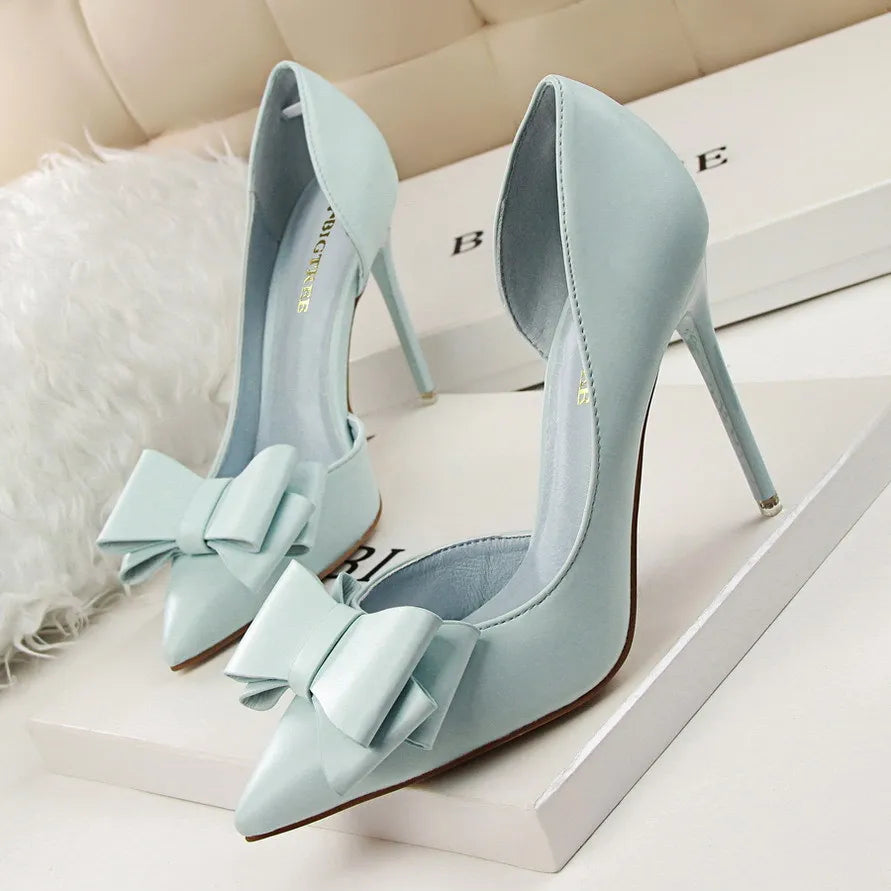 "6 Inch!"  Solid Color Bowknot High Heels