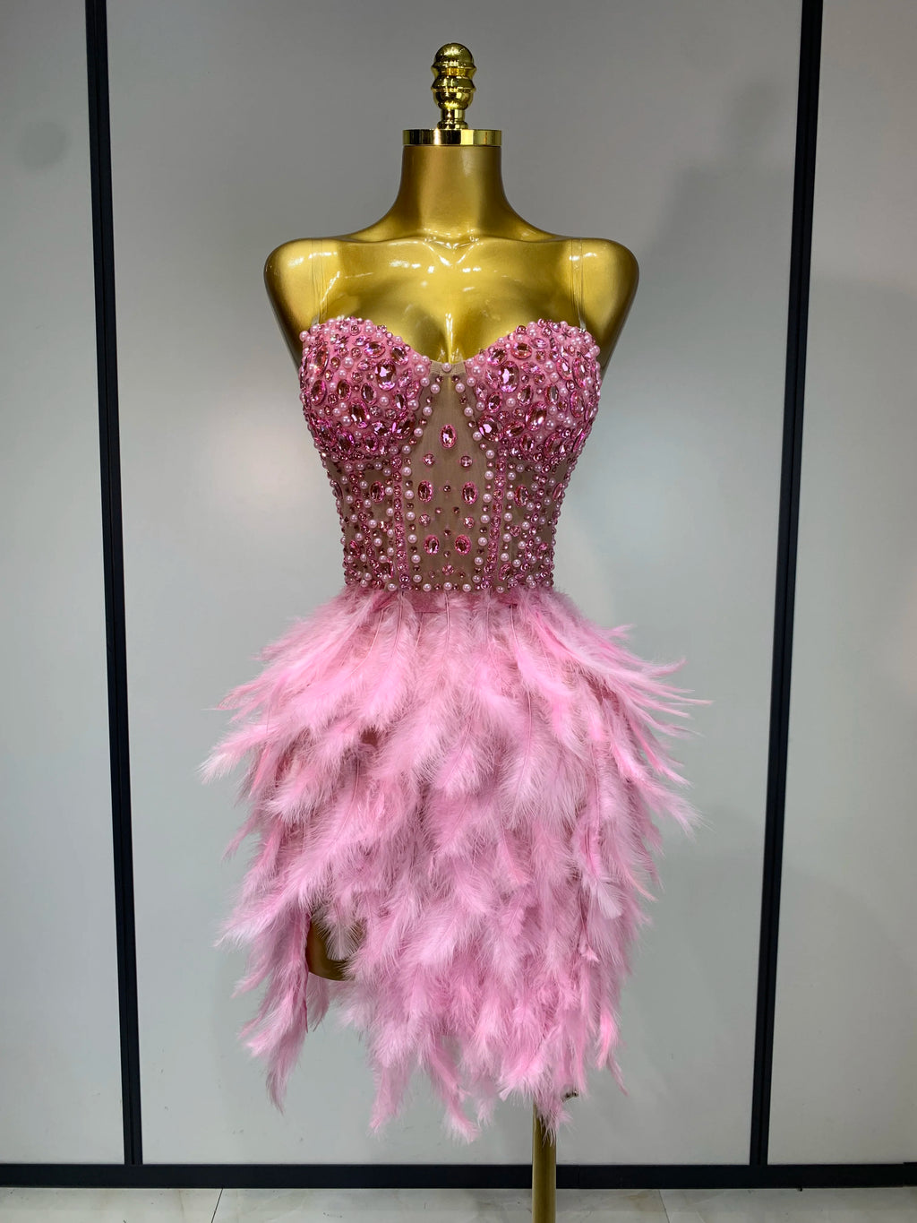 Princess Treatment Only! Pink Feather Glitter Dress