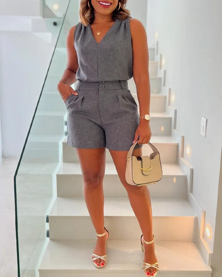 Another Day Another Dollar!  Casual 2 Piece Tank and  Ruched Shorts Set