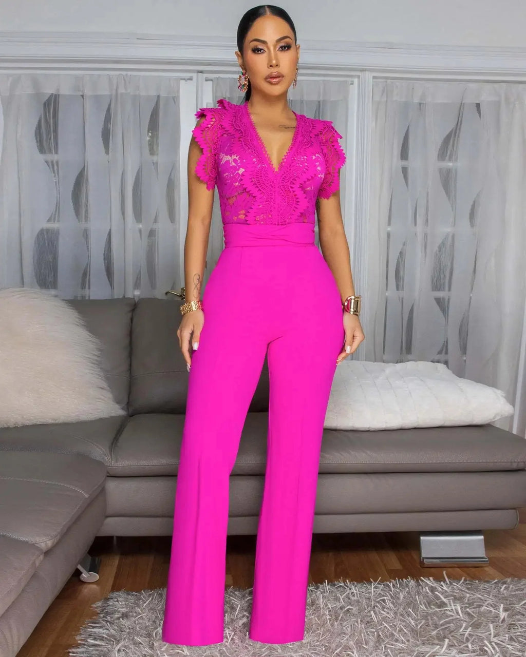 Woke Up A Boss! High Waist Lace Bossy Jumpsuit