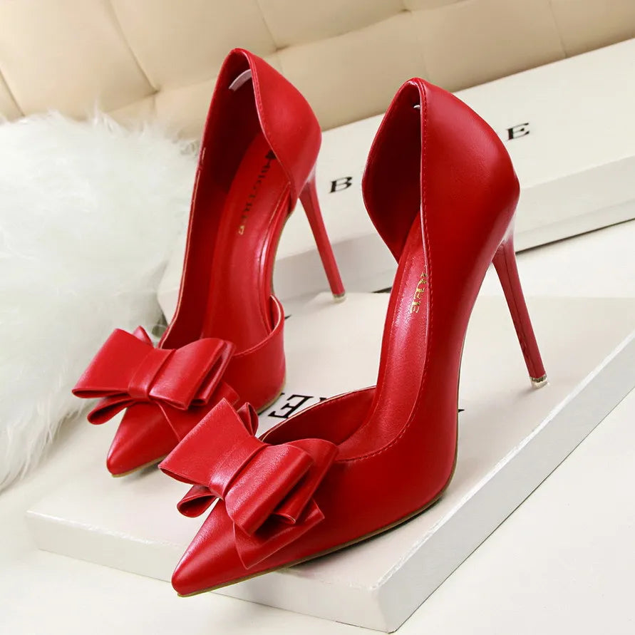 "6 Inch!"  Solid Color Bowknot High Heels