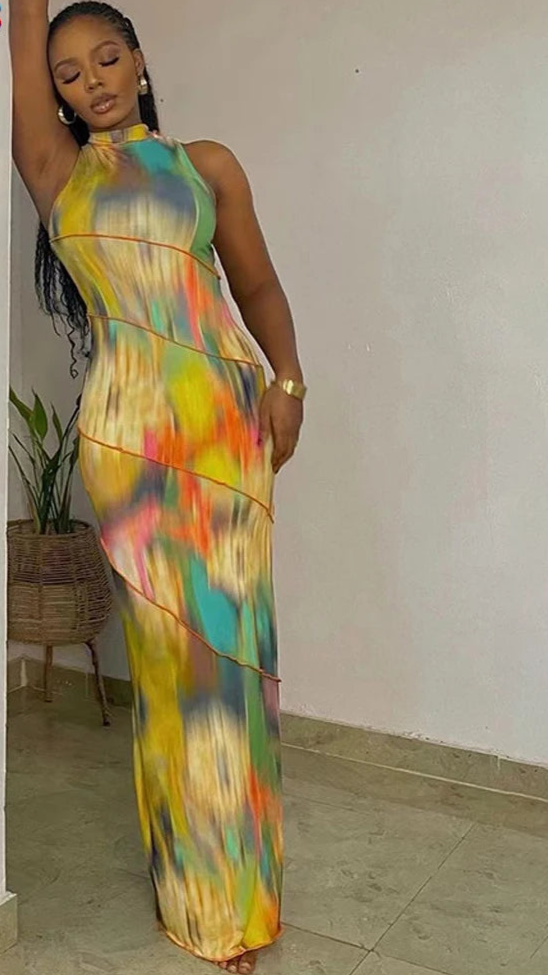 Brightest In The Room!  Colorful Print Bodycon Dress