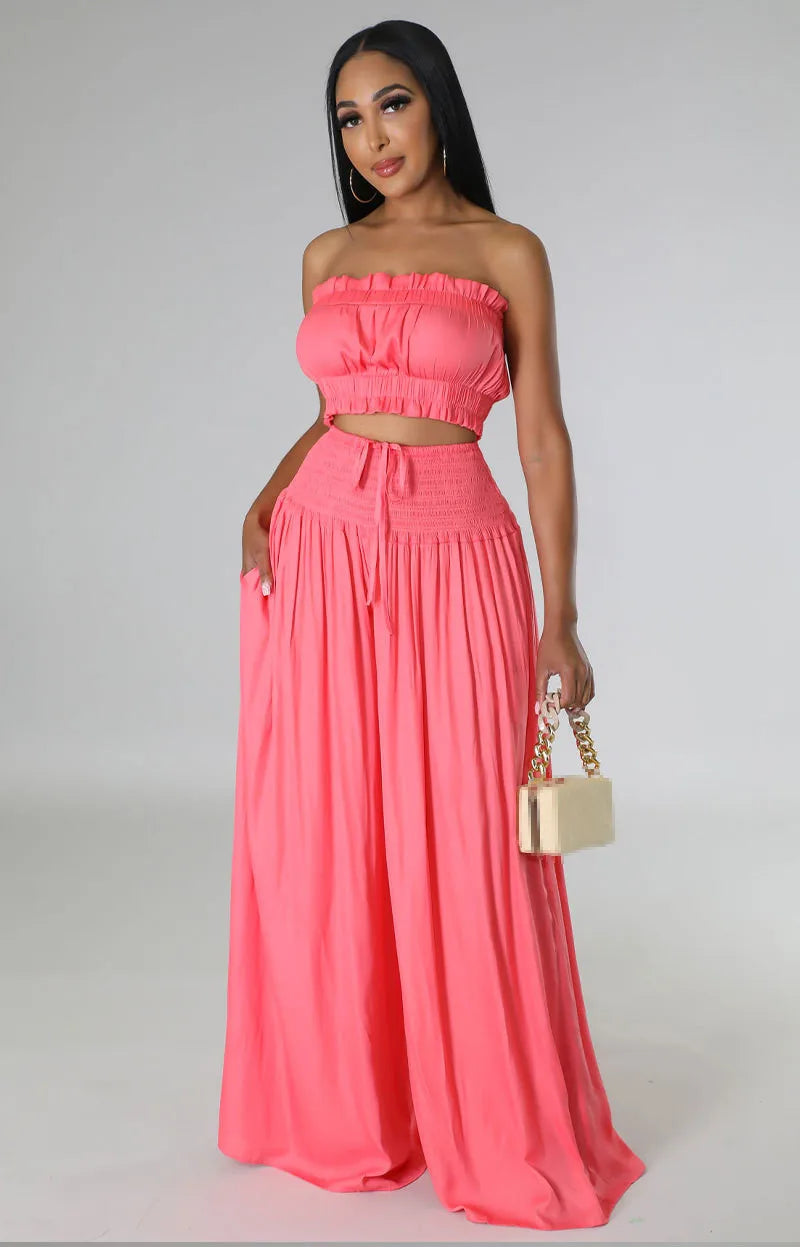 Weekend Vibes! Crop Top & Pants Set