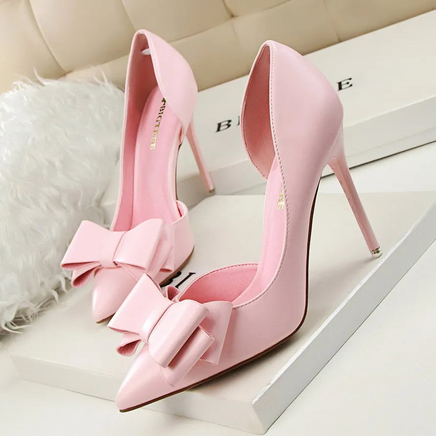 "6 Inch!"  Solid Color Bowknot High Heels